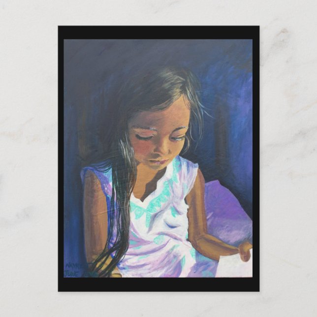 Cartão postal 2 de setembro: Rapariga Lendo BRENNA (Frente)