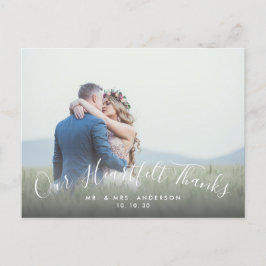 Cartão Postal 2 Foto Script Heart Obrigados Weding Obrigado