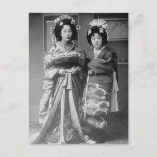 Cartão Postal 2 Geisha Girls Vintage Foto Japonesa