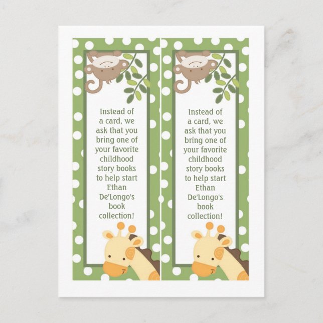 Cartão Postal 2 Livros Safari Jungle Giraffe Monkey Green (Frente)