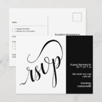 2 Painéis Minimalistas RSVP de Casamento Preto e B