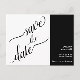 Cartão Postal 2 Painel Casamento Mínimo Branco e Preto Salvar a