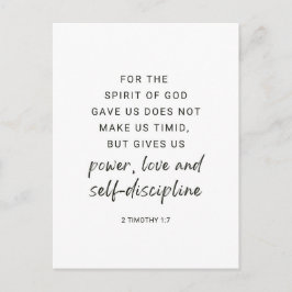 Cartão Postal 2 Timothy 1:7 Poder, Amor e Autodisciplina