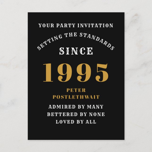 Cartão Postal 30º Aniversário 1995 Preto Dourado (Frente)