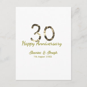 Cartão Postal 30º Feliz Aniversário Metálico Dourado adicionar n