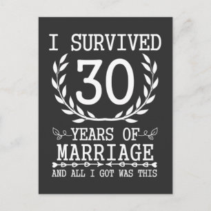 Cartão Postal 30 Anos Marido e Mulher 30º Aniversário de Casamen