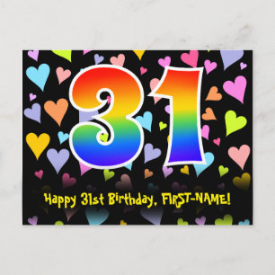 Cartão Postal 31º Aniversário: Padrão de Corações Divertidos, Ar