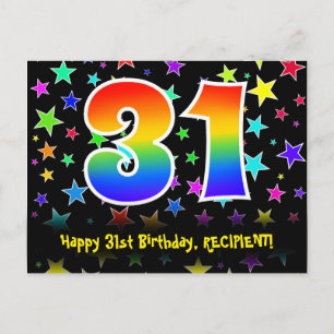 Cartão Postal 31º Aniversário: Padrão de Estrelas Divertidas, Ar