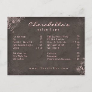 Cartão Postal 311 Cartão-postal Floral Salon Spa, cor-de-rosa