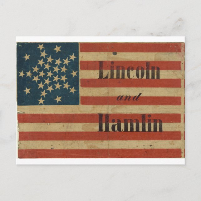 Cartão Postal 31 Star 1860 Lincoln e Hamlin American Flag (Frente)