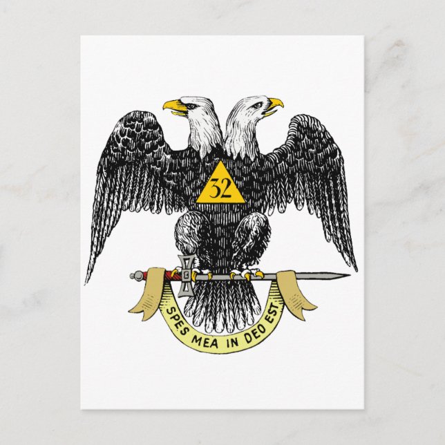 Cartão Postal 32nd Degree Scottish Rite Black Eagle (Frente)