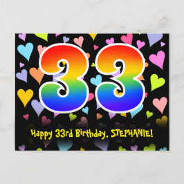 Cartão Postal 33º Aniversário: Padrão de Corações Divertidos, Ar
