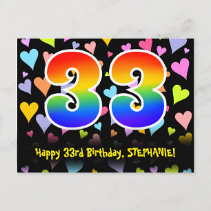 Cartão Postal 33º Aniversário: Padrão de Corações Divertidos, Ar