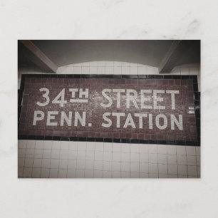 Cartão Postal 34th Street Nova York, NY Sinal da Estação de Trem