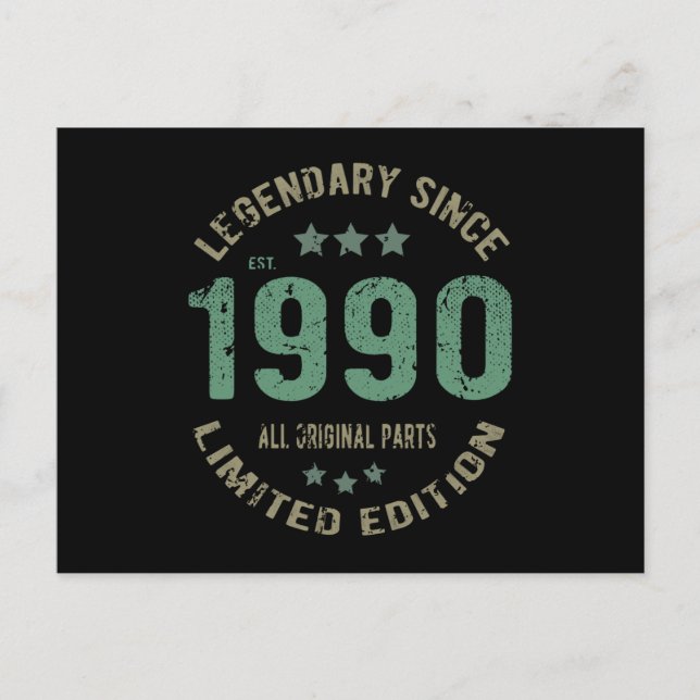 Cartão Postal 35 Anos Aniversário 1990 Lendário Presente de 35º  (Frente)