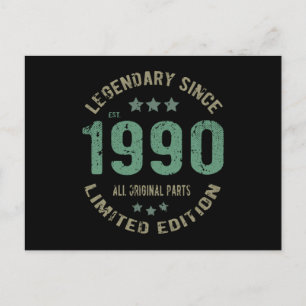 Cartão Postal 35 Anos de Idade Aniversário 1990 Lenda Presente d