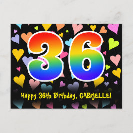 Cartão Postal 36º Aniversário: Padrão de Corações Divertidos, Ar