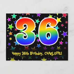 Cartão Postal 36º Aniversário: Padrão de Estrelas Divertidas, Ar