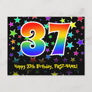 Cartão Postal 37º Aniversário: Padrão de Estrelas Divertidas, Ar