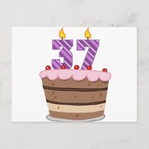 Cartão Postal 37 anos de idade no Bolo de Aniversário