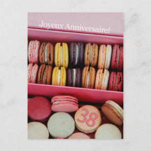Cartão Postal 38º aniversário francês Macaron-Joyeux Anniversair