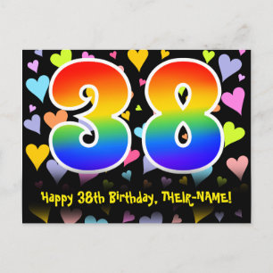 Cartão Postal 38º Aniversário: Padrão de Corações Divertidos, Ar