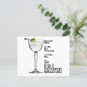 Cartão Postal 3 a 1 (úmido) Martini Cocktail Recebe arte