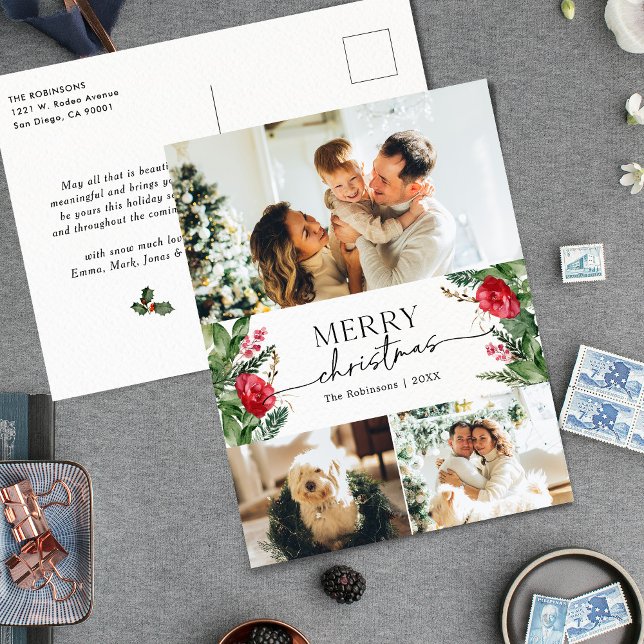 Cartão Postal 3 Foto Elegante de inverno Botânico Feliz Natal (Criador carregado)