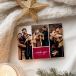 Cartão Postal 3 Fotografias Collage Na moda Script Feliz Natal<br><div class="desc">Cartão-postal de Natal Merry com Na moda de Colagem de 3 Fotos</div>