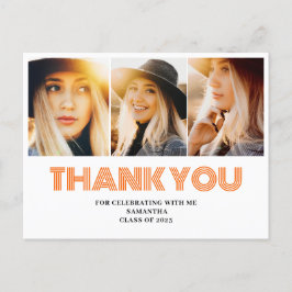 Cartão Postal 3 Graduação de Colagem de Fotos Obrigado