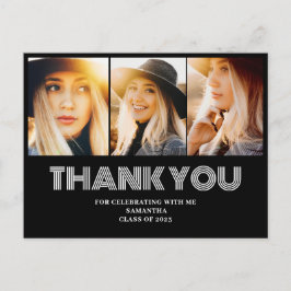 Cartão Postal 3 Graduação de Colagem de Fotos Obrigado Cartão-Po