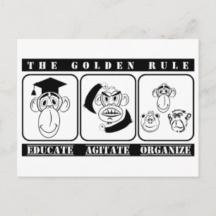 Cartão Postal 3 macacos educam agite