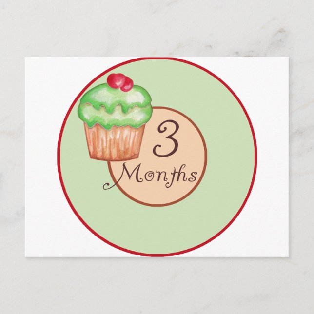 Cartão Postal 3 Meses de Cupcake (Frente)