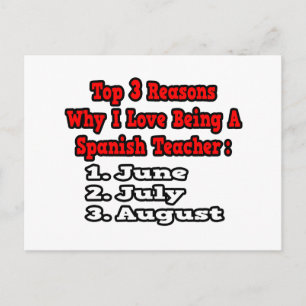 Cartão Postal 3 Motivos que eu adoro ser professor espanhol