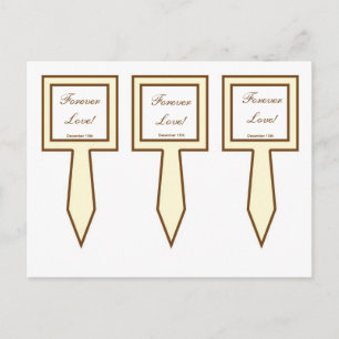 Cartão Postal 3 Pegadas de Bolo de Casamento Marrom/Ivory Elegan