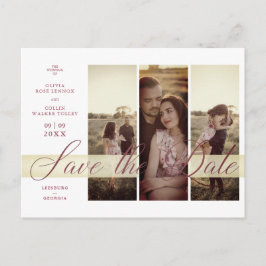Cartão Postal 3 Photos Couple in Love Simple Elegant Script 