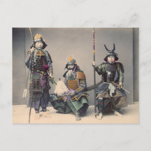 Cartão Postal 3 Samurai em Armor Vintage Foto