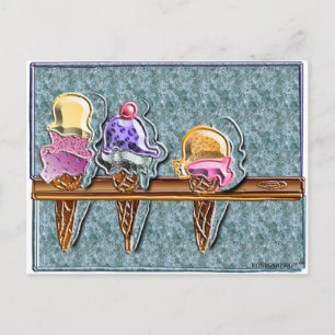 Cartão Postal 3 sorvetes de cones 1