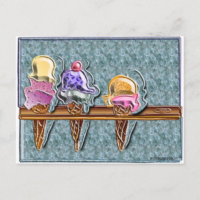 Cartão Postal 3 sorvetes de cones 1 (Frente)