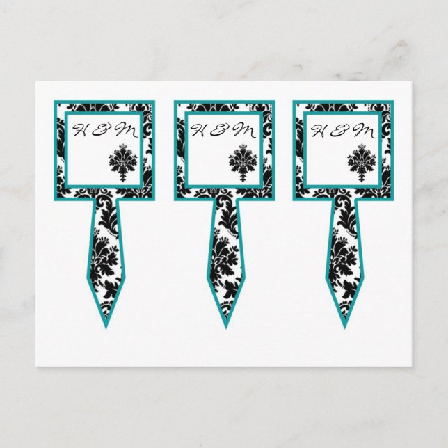 Cartão Postal 3 Taças de Bolo Escolhe Impressão de Lace de Teal  (Frente)