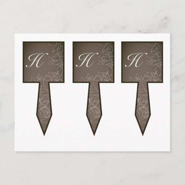 Cartão Postal 3 Taças de Bolo Picadas de outono Cinza Floral de  (Frente)