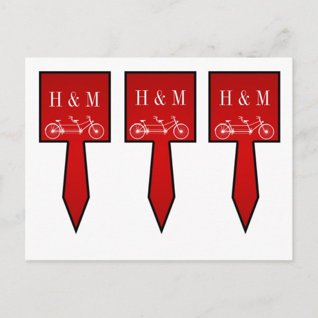 Cartão Postal 3 Taças De Bolo Quente, Bicicleta Dupla Vermelha C (Frente)