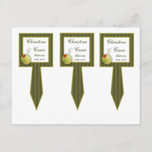 Cartão Postal 3 Taças Picadas Martini Azeita Verde Stripes