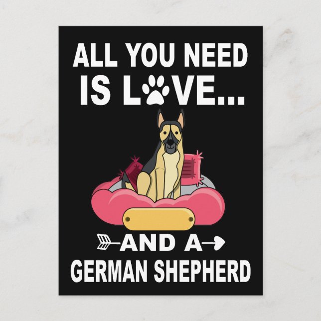 Cartão Postal 3 Tudo Que Você Precisa É De Amor E German shepher (Frente)
