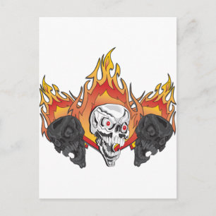 Cartão Postal 3cópia de crânios flamejantes