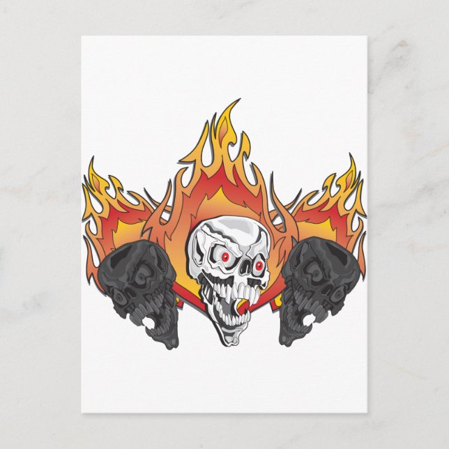 Cartão Postal 3cópia de crânios flamejantes (Frente)