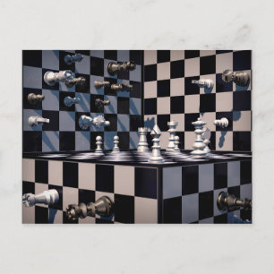 Cartão Postal 3D chess postcard