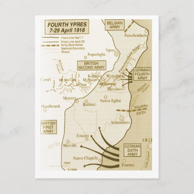 Cartão Postal 4ª Batalha de Ypres, 1918 (Frente)