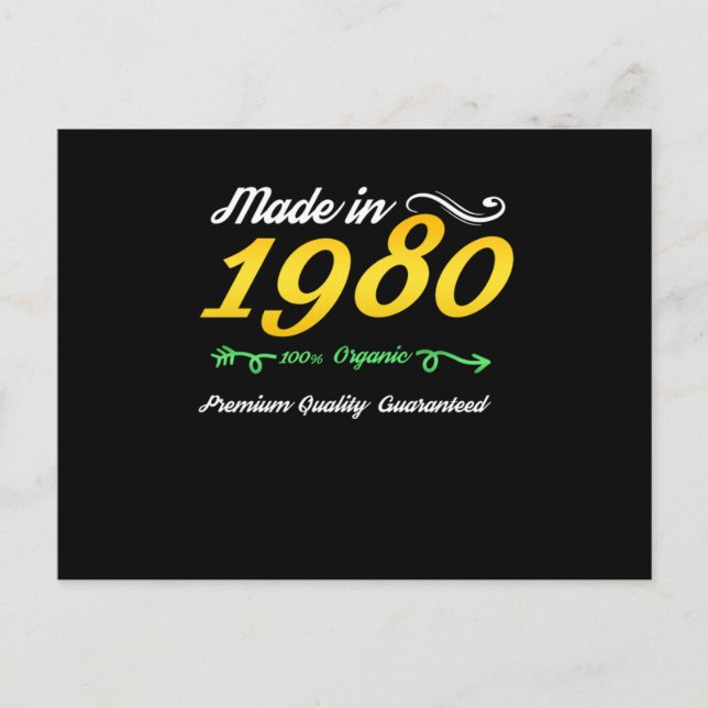 Cartão Postal 40º Aniversário Nasceu nos Anos 80 Bebê dos Anos 8 (Frente)