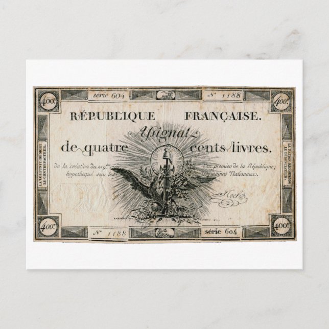 Cartão Postal 400 Vidas Revolução Francesa Atribuir Nota Bancári (Frente)
